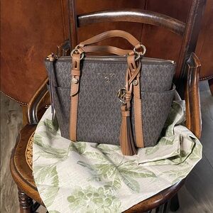 Michael Kors Satchel in Dark Brown and Tan